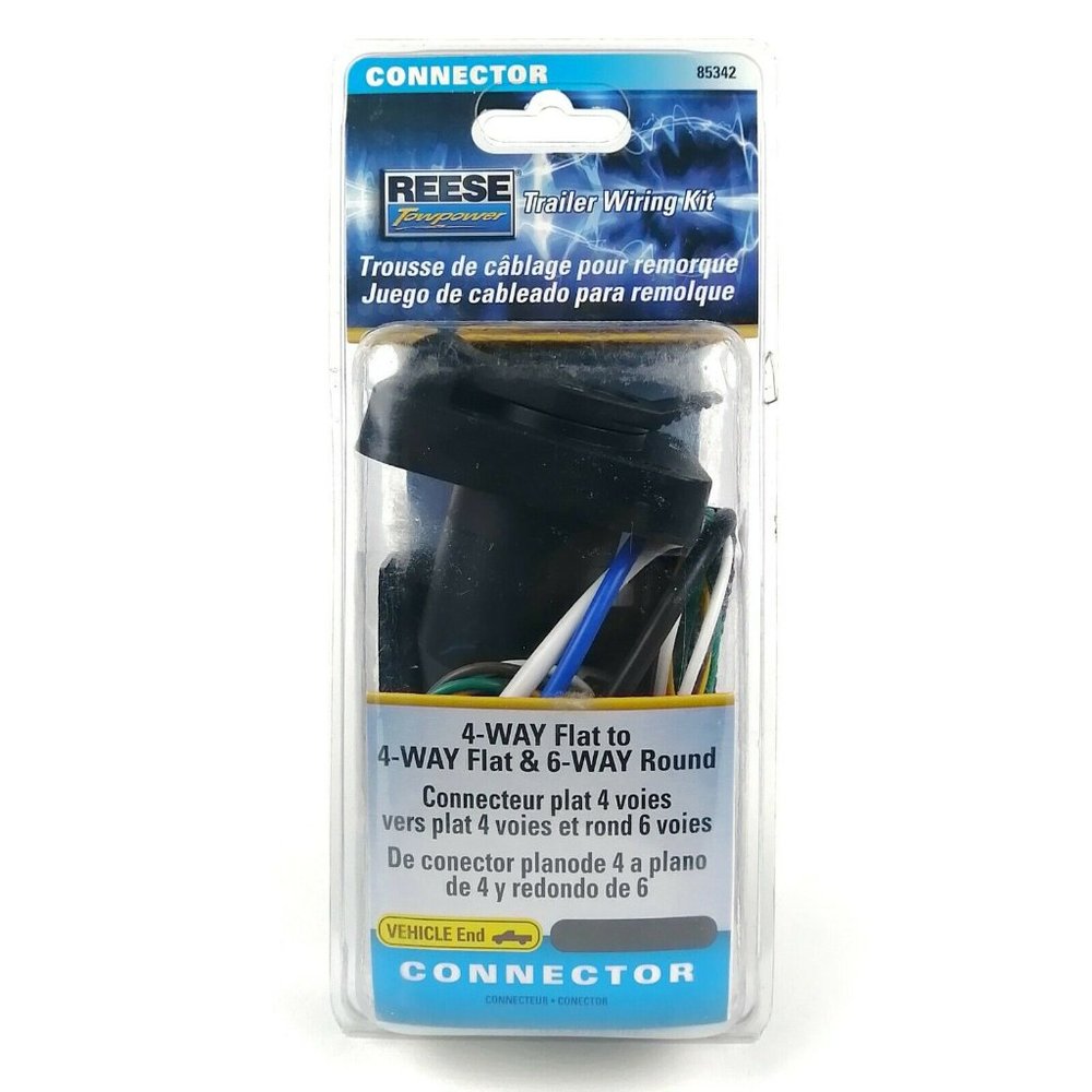Reese Towpower 85342 4-way Flat to 6-way Round Adapter Trailer Wiring Connector